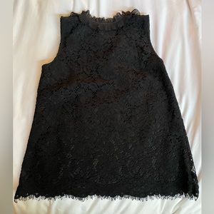 Nwt Jcrew black lined lace ruffle collar tank size xs